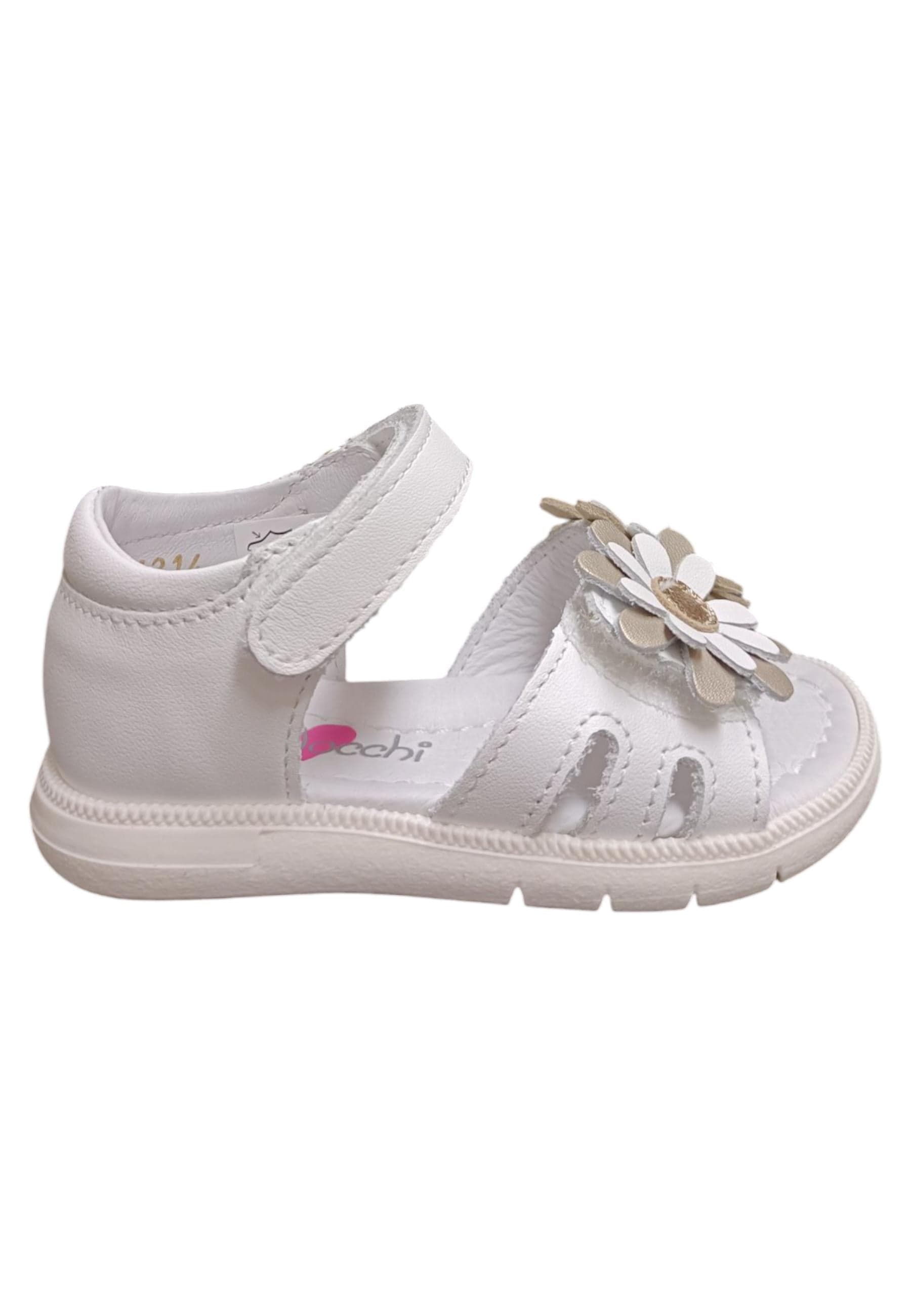 Sandalo bambina Balocchi Paris bianco pelle - Sandalo tallonato primi passi con velcro - 6
