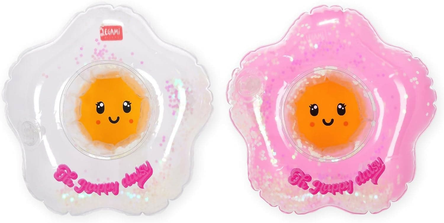 Legami - Set da 2 Portabibite Gonfiabile, Porta Bibite Galleggianti, a Forma di Fiore, Portabevande Galleggiante da Mare, Vero Relax per Aperitivi e Merende a Bordo Piscina, Diametro 8 cm