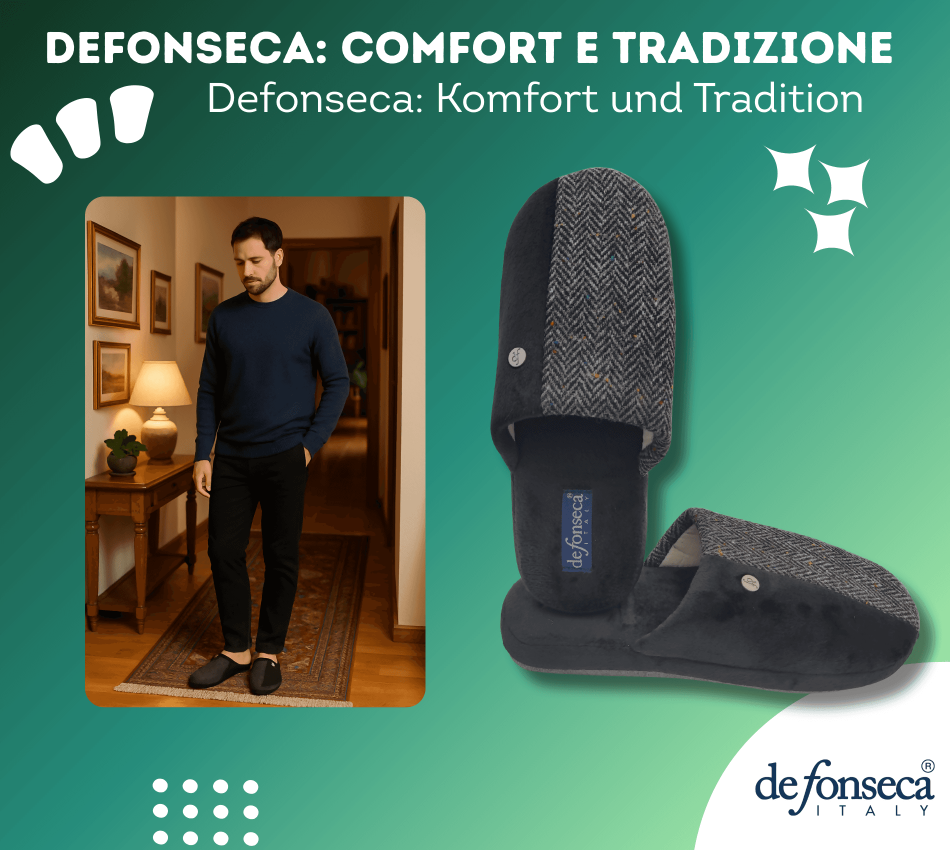 de fonseca Savoia Ciabatte Uomo Invernali da Casa, Pantofole Chiuse e Calde, Produzione Artigianale in Pantofole Primo Calzature - Venezia, commercioVirtuoso.it