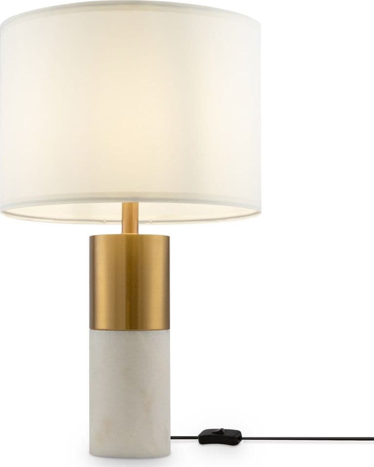 Lampada Da Tavolo Moderno Bianco Metallo Ottone Paralume Tessuto 1 Luce E27 60W in Lampade da tavolo e abat-jour LuceArt - Montecorvino Pugliano, commercioVirtuoso.it