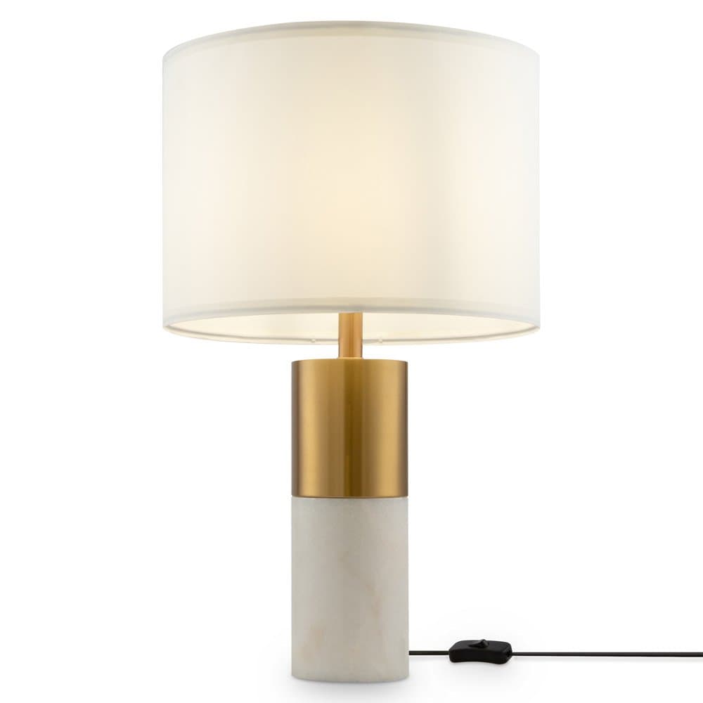 Lampada Da Tavolo Moderno Bianco Metallo Ottone Paralume Tessuto 1 Luce E27 60W in Lampade da tavolo e abat-jour LuceArt - Montecorvino Pugliano, commercioVirtuoso.it