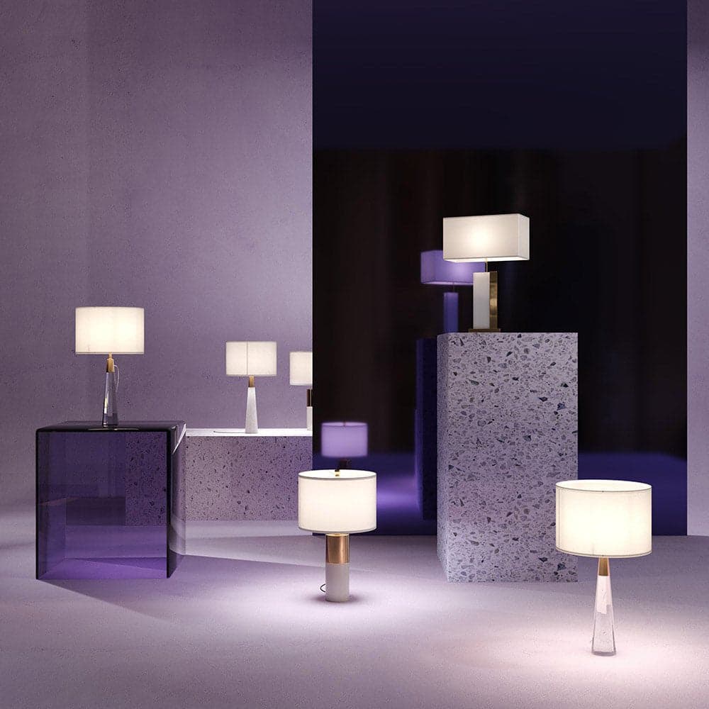 Lampada Da Tavolo Moderno Bianco Metallo Ottone Paralume Tessuto 1 Luce E27 60W in Lampade da tavolo e abat-jour LuceArt - Montecorvino Pugliano, commercioVirtuoso.it