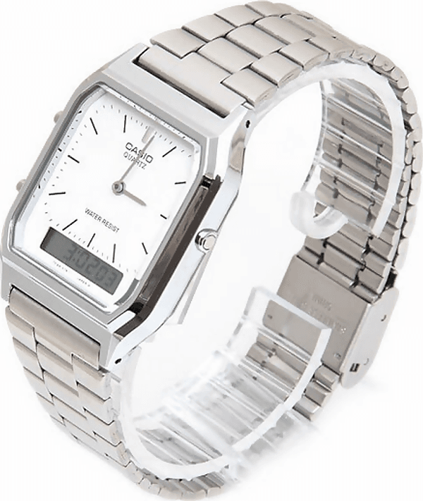 Orologio Casio unisex per uomo e per donna, AQ-230A-7D, quadrante bianco doppio orario analogico e digitale in Orologi da polso Loweconomy - Marineo, commercioVirtuoso.it