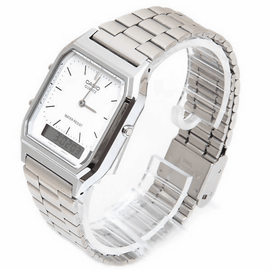 Orologio Casio unisex per uomo e per donna, AQ-230A-7D, quadrante bianco doppio orario analogico e digitale in Orologi da polso Loweconomy - Marineo, commercioVirtuoso.it