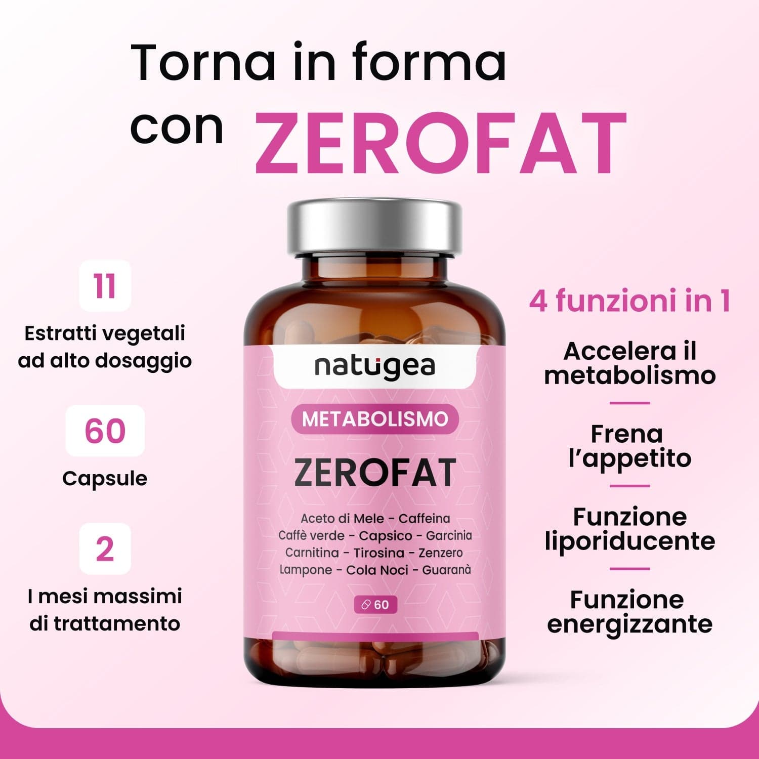 Termogenico ZEROFAT® - Metabolismo Attivo e Controllo della Fame e del peso corporeo in Bruciatori di grasso Natugea - Pavia, commercioVirtuoso.it