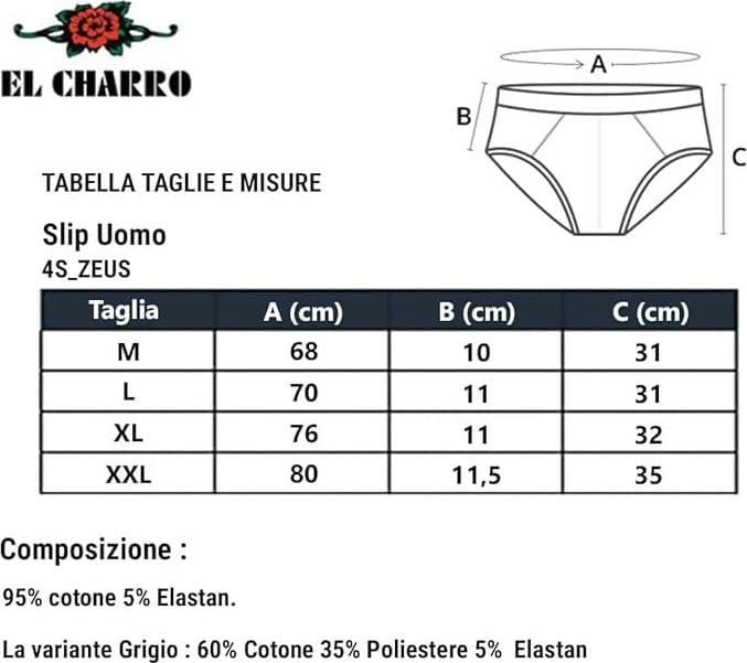 Slip Uomo Charro Con Elastico in Cotone in Slip ADAMO INTIMO e CASA - Bagheria, commercioVirtuoso.it