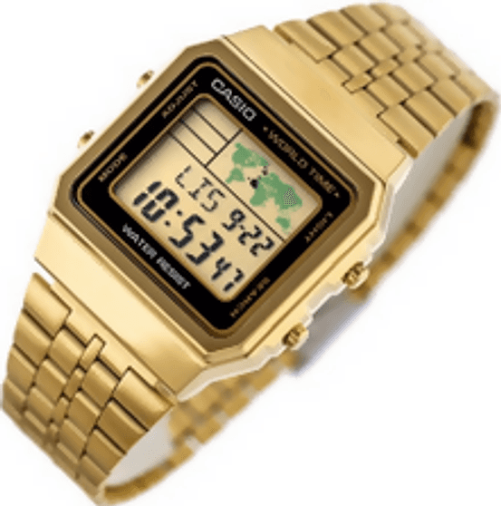 Orologio Casio unisex, A-500WGA-1D, versione gold con fusi orari, acciaio inossidabile, movimento al quarzo in Orologi da polso Loweconomy - Marineo, commercioVirtuoso.it