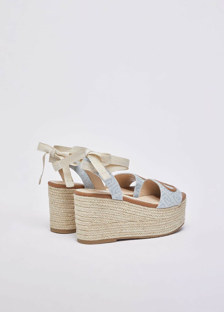 Liujo Donna Sandali zeppa in denim jacquard in Ciabatte moda Cantali Calzature - Randazzo, commercioVirtuoso.it