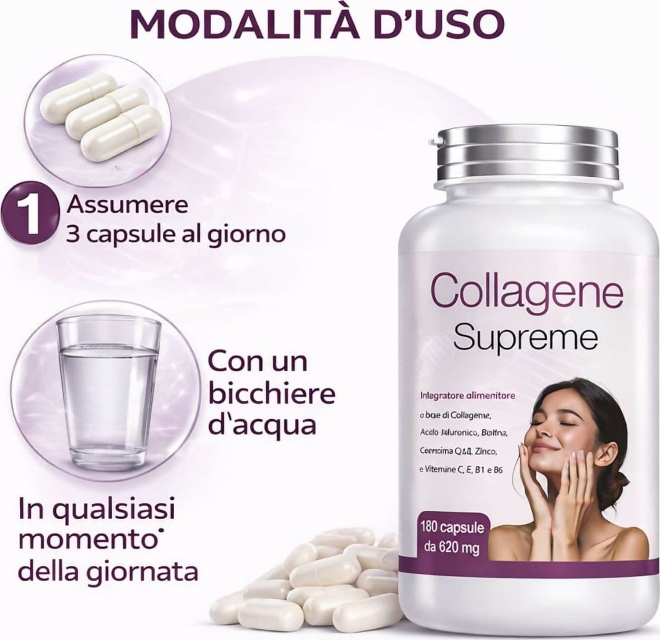 Collagene idrolizzato - Collagene e Acido ialuronico con Biotina Vitamina C e Q10 | Integratore Anti Age per Pelle Capelli Unghie e Articolazioni | Alta Concentrazione | 180 Capsule in Collagene Antonio D’Auria, commercioVirtuoso.it