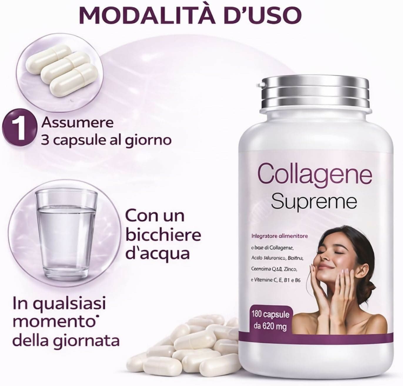 Collagene idrolizzato - Collagene e Acido ialuronico con Biotina Vitamina C e Q10 | Integratore Anti Age per Pelle Capelli Unghie e Articolazioni | Alta Concentrazione | 180 Capsule in Collagene Antonio D’Auria, commercioVirtuoso.it