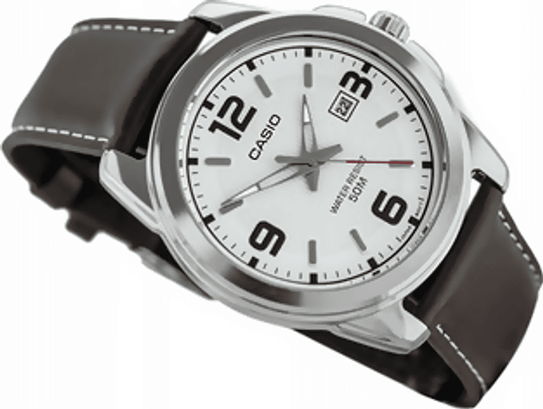 Orologio casio per uomo, MTP-1314L-7A, cinturino in pelle marrone, quadrante bianco con datario, movimento al quarzo in Orologi da polso Loweconomy - Marineo, commercioVirtuoso.it