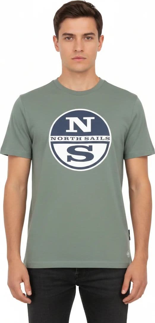 Maglietta North&Sails uomo estiva con logo frontale grande, 100% cotone, manica corta girocollo
