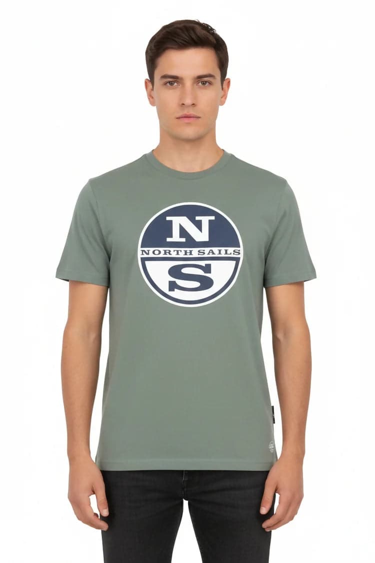 Maglietta North&Sails uomo estiva con logo frontale grande, 100% cotone, manica corta girocollo in T-shirt Loweconomy - Marineo, commercioVirtuoso.it
