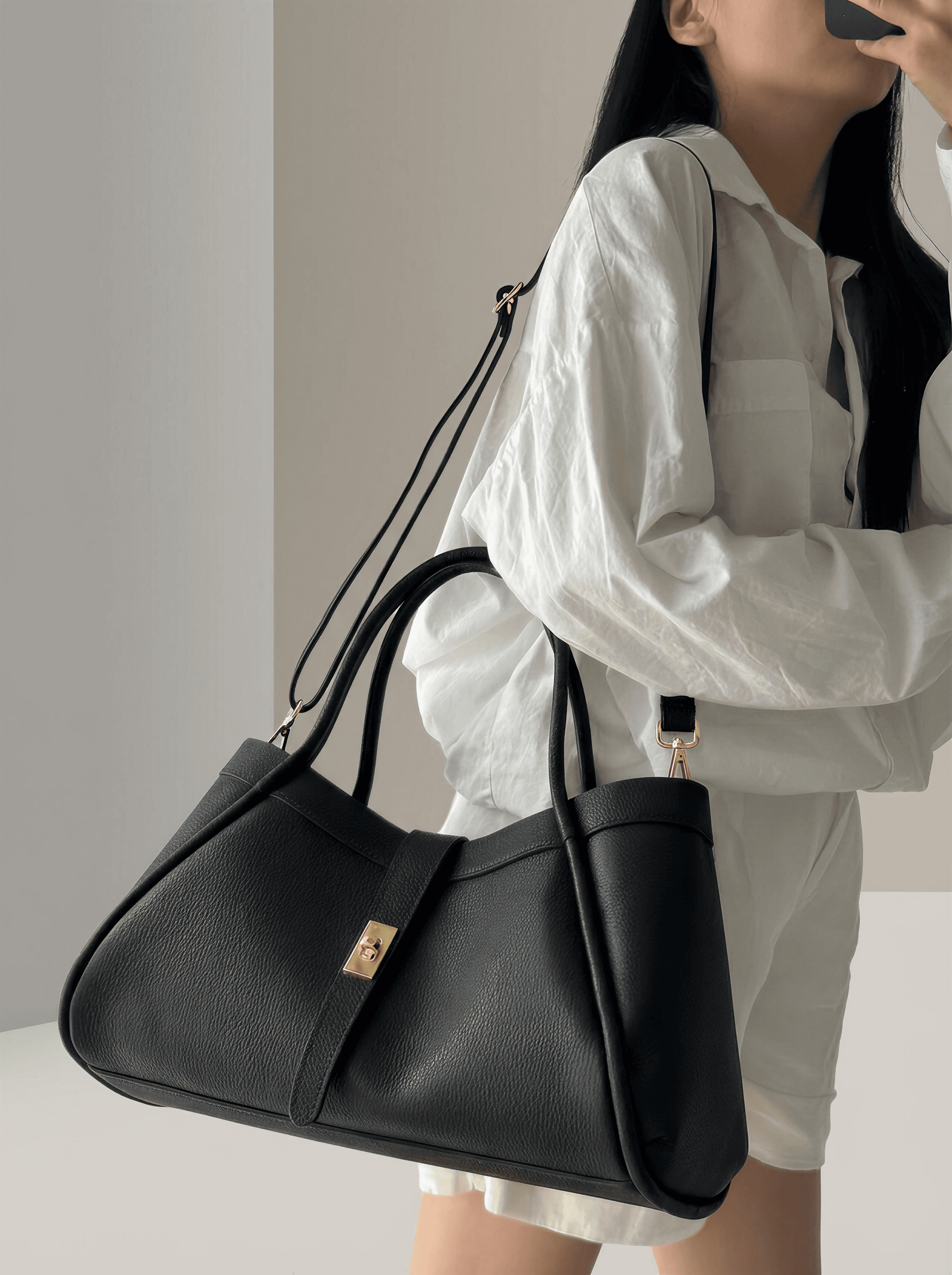 DOPPISASE Borsa tote in vera pelle Togo made in Italy 45x25x20 in Borse Tote Nanabags - Sesto Fiorentino, commercioVirtuoso.it