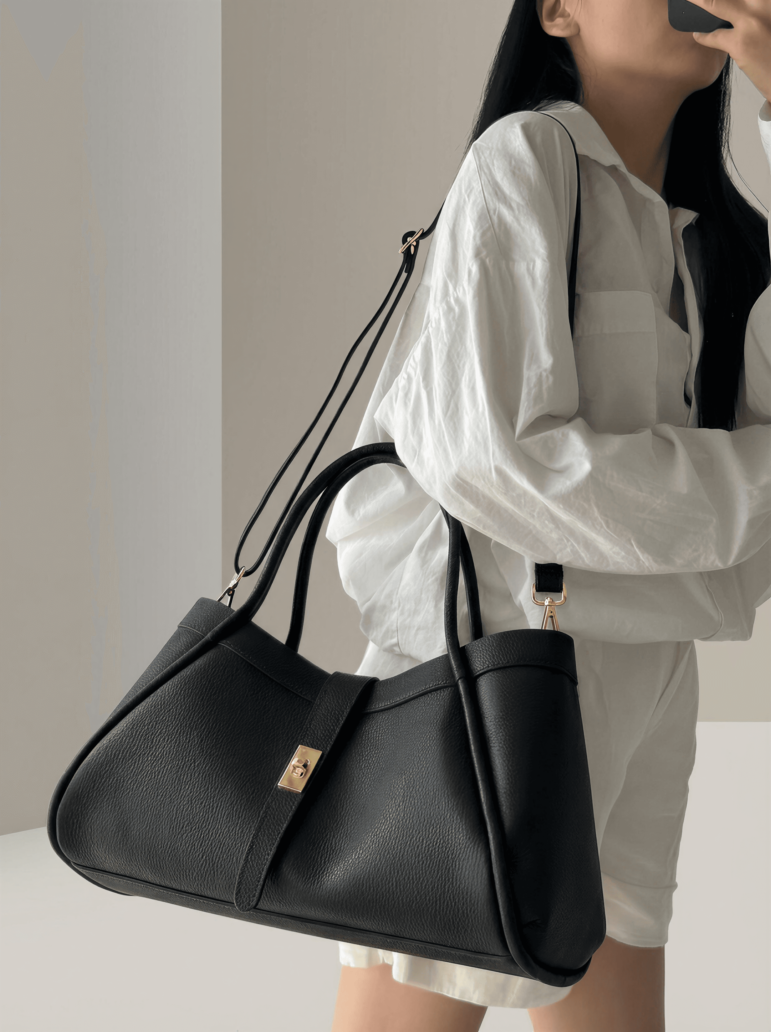 DOPPISASE Borsa tote in vera pelle Togo made in Italy 45x25x20 in Borse Tote Nanabags - Sesto Fiorentino, commercioVirtuoso.it