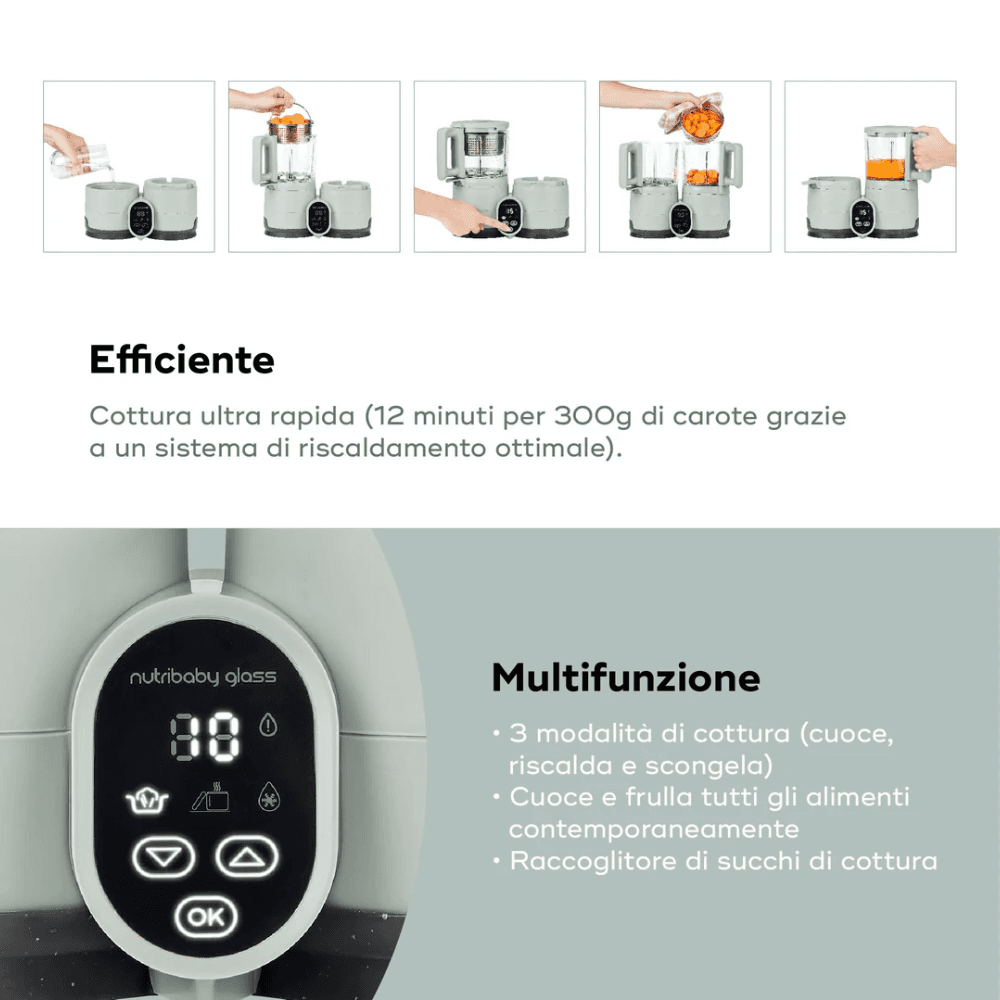 Robot da cucina multifunzionale in vetro Nutribaby Glass Babymoov in Robot da cucina La Casa Del Bebè - Napoli, commercioVirtuoso.it