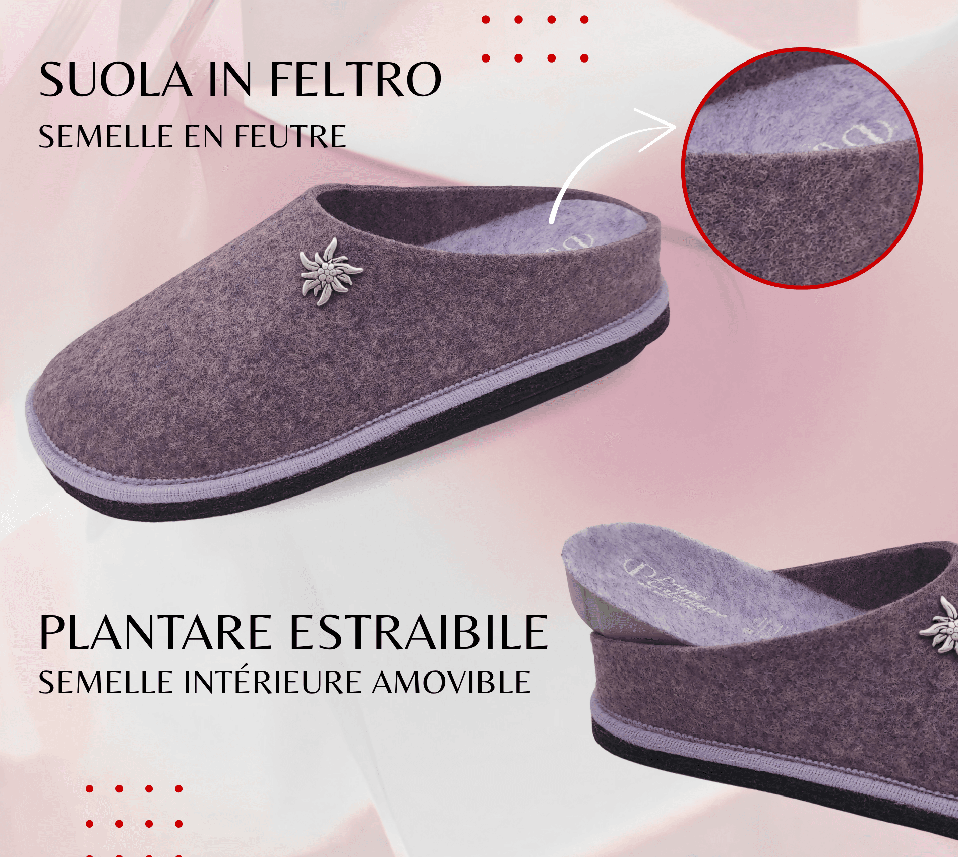 Primo Calzature Ciabatte Donna ValGardena Pantofole Invernali da Casa in Lana, Suola in Feltro con Plantare Estraibile in Ciabatte moda Primo Calzature - Venezia, commercioVirtuoso.it