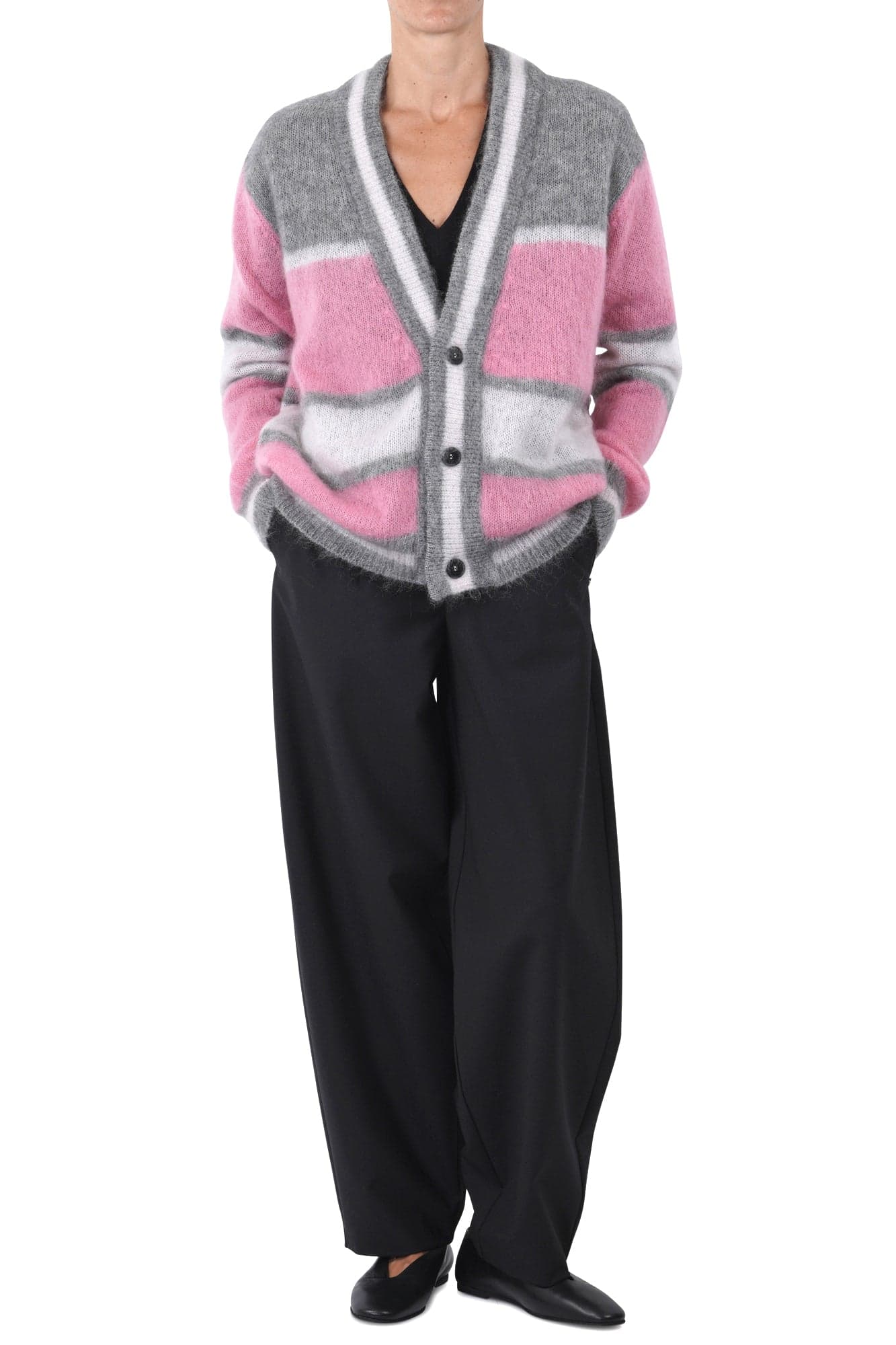 AMARANTO Amaranto - Cardigan - 461287 - Grigio/Rosa da donna in Cardigan Drestige - Casamassima, commercioVirtuoso.it