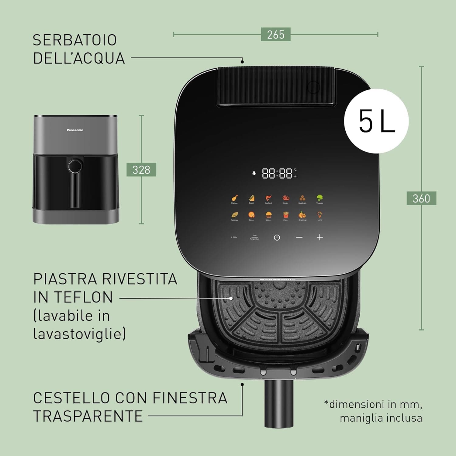 Panasonic Friggitrice ad Aria 5L Nero/Grigio NF-CC500SXE in Friggitrici Prezzo Bomba Store - Casalnuovo di Napoli, commercioVirtuoso.it
