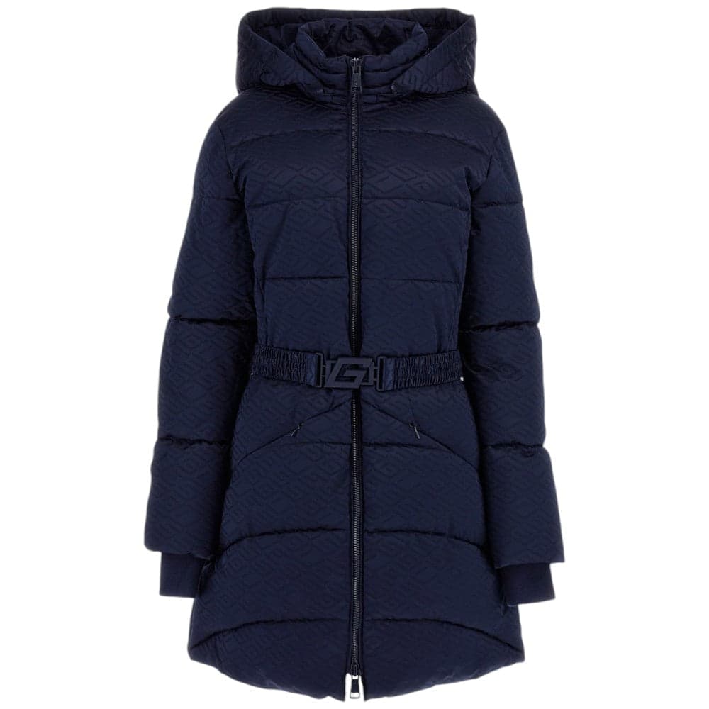 Guess piumino puffer blu con logo all over W4BL58 WGL72 FB7K Giubbini Guess