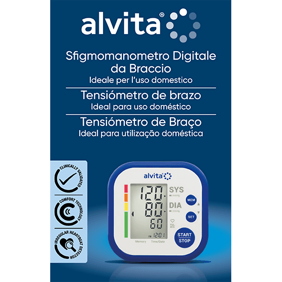 Alvita sfigmomanometro digitale da braccio - ideale per l'uso domestico - validato clinicamente - alimentazione a batteria