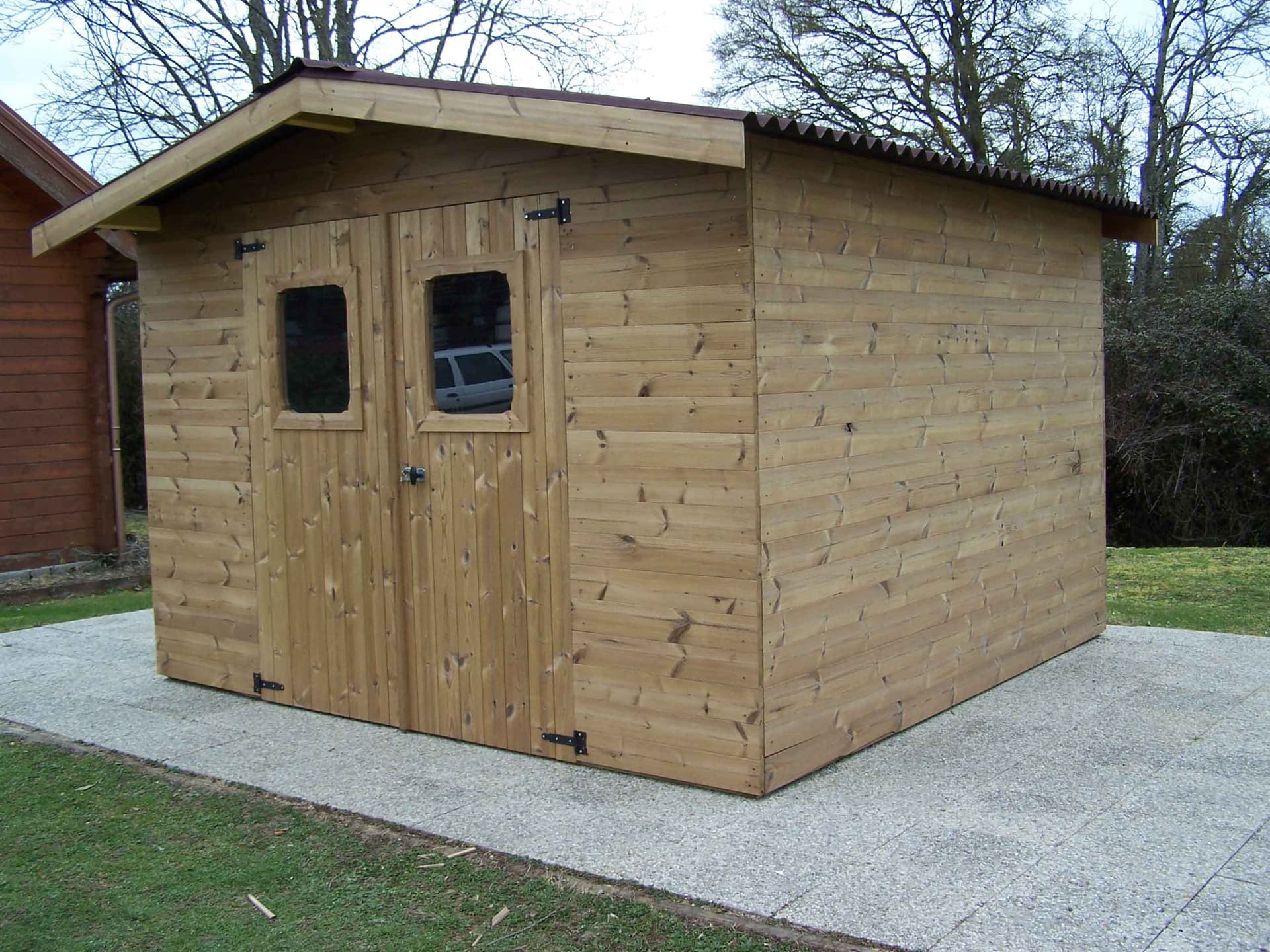 Casetta In Legno Termo-trattato Spessore 19mm Doppia pendenza Senza Pavimento 240x240cm THE 2420.02 N Foresta
