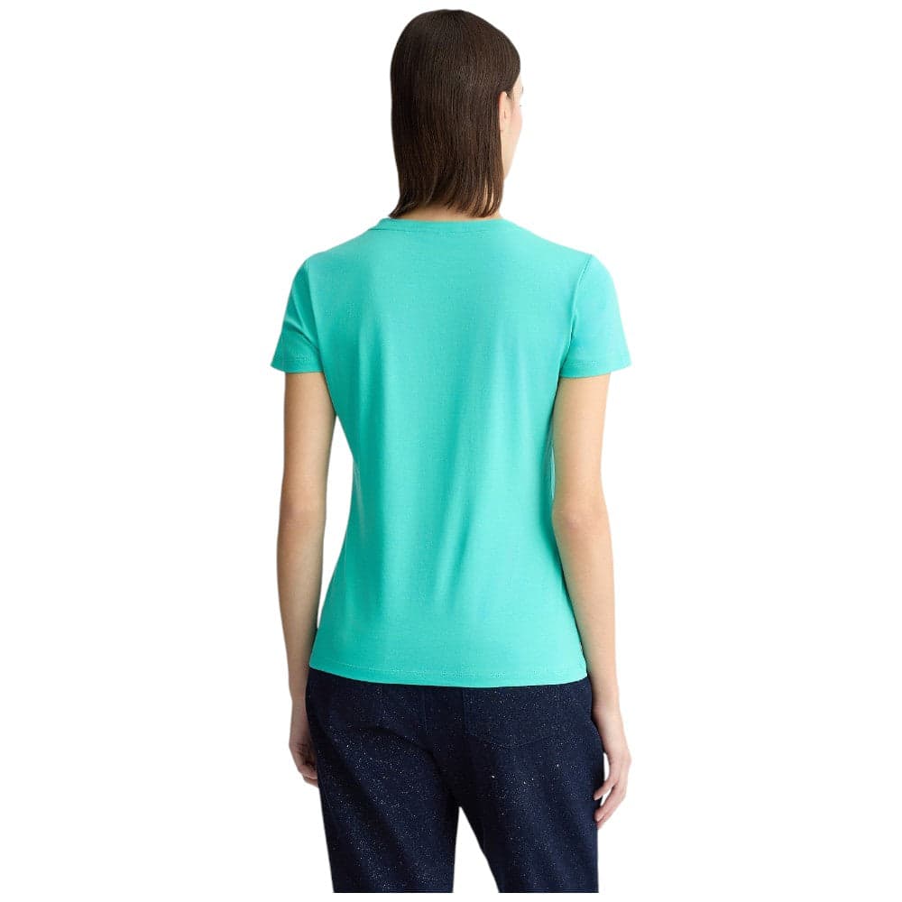 Liu Jo t-shirt verde smeraldo logo con strass TA5173JS003 M9131 T-shirt Liu Jo