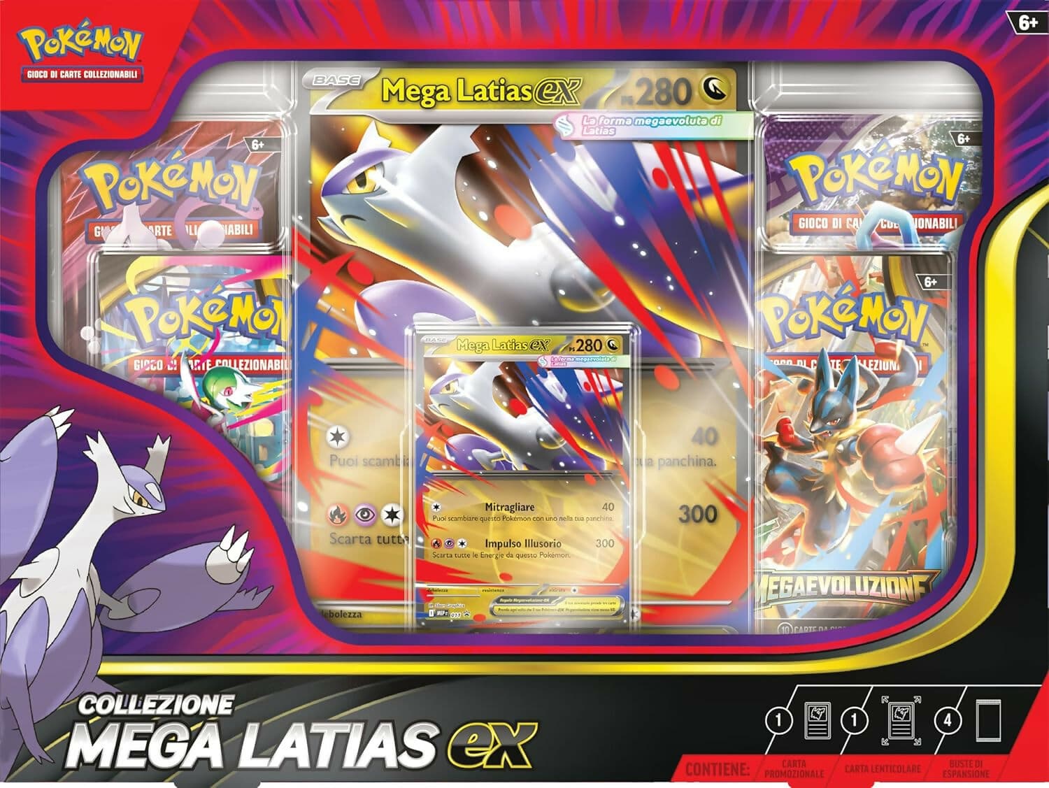 Pokémon: collezione Mega Latias-ex del GCC Pokémon (una carta promozionale olografica, una carta lenticolare gigante e quattro buste di espansione) in Animali Cartoleria Deja Vu - Crotone, commercioVirtuoso.it