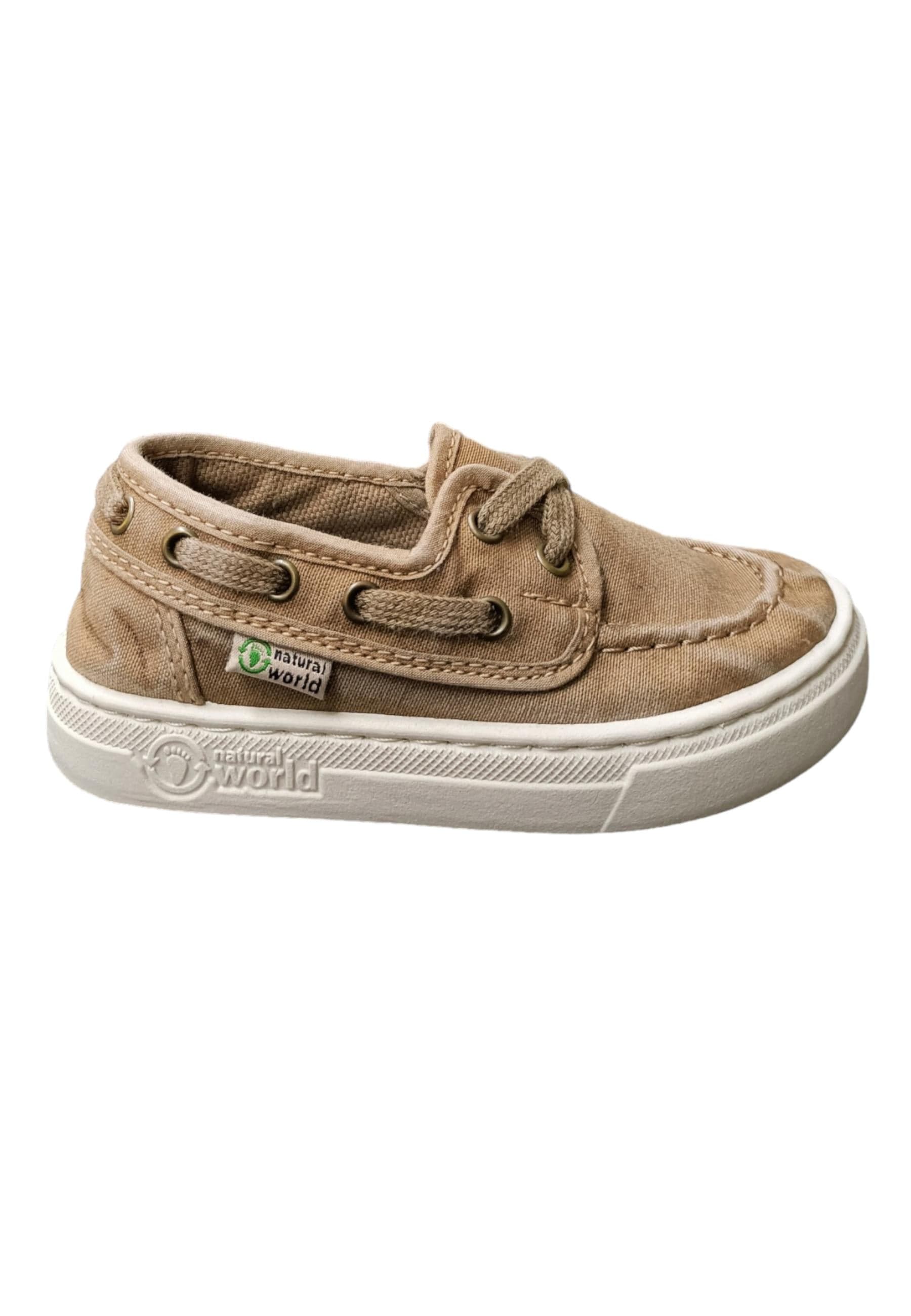 Mocassino bambino Natural World 6473 beige cotone organico vegano biodegradabile - 6