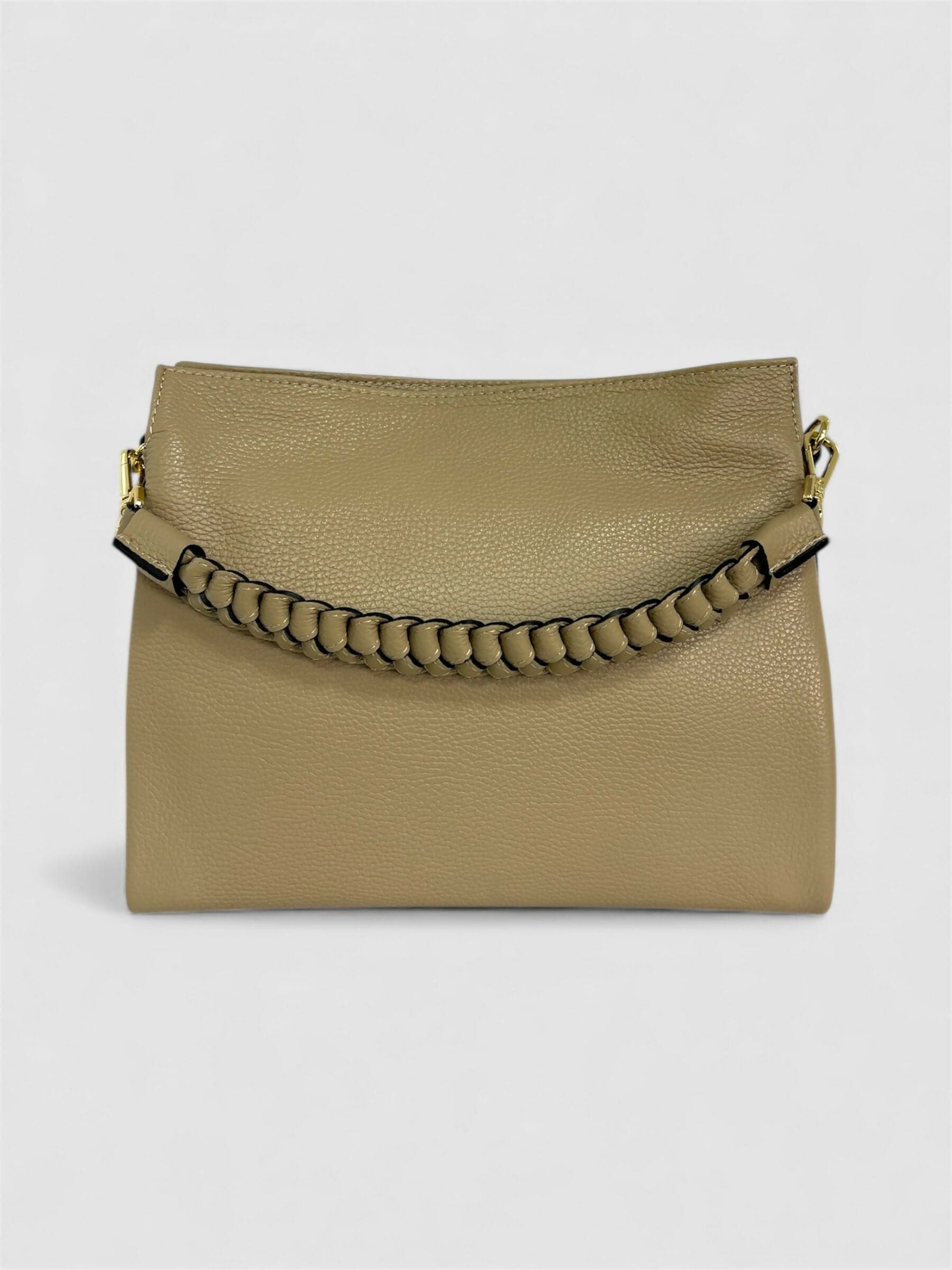 DOPPIASE Borsa Treccia Grande in vera pelle Dollaro Made in Italy 30x25x13cm in Borse a spalla Nanabags - Sesto Fiorentino, commercioVirtuoso.it