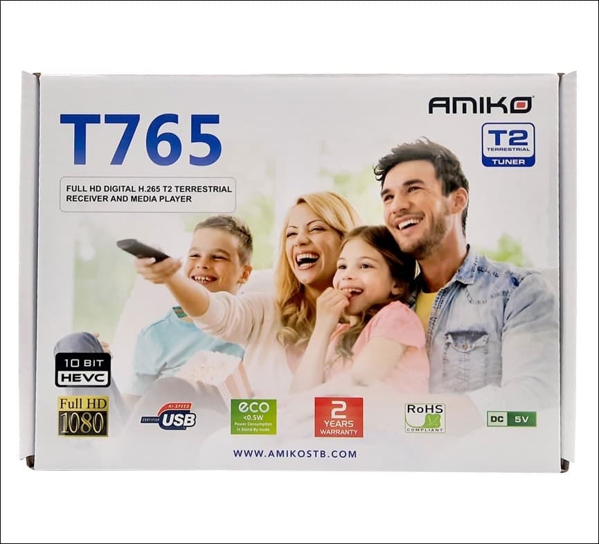 AMIKO T765 Terrestre DVB-T2 FULL HD H.265 HEVC 10 bit in Ricevitori digitale terrestre DFP Elettronica Store - Scafati, commercioVirtuoso.it