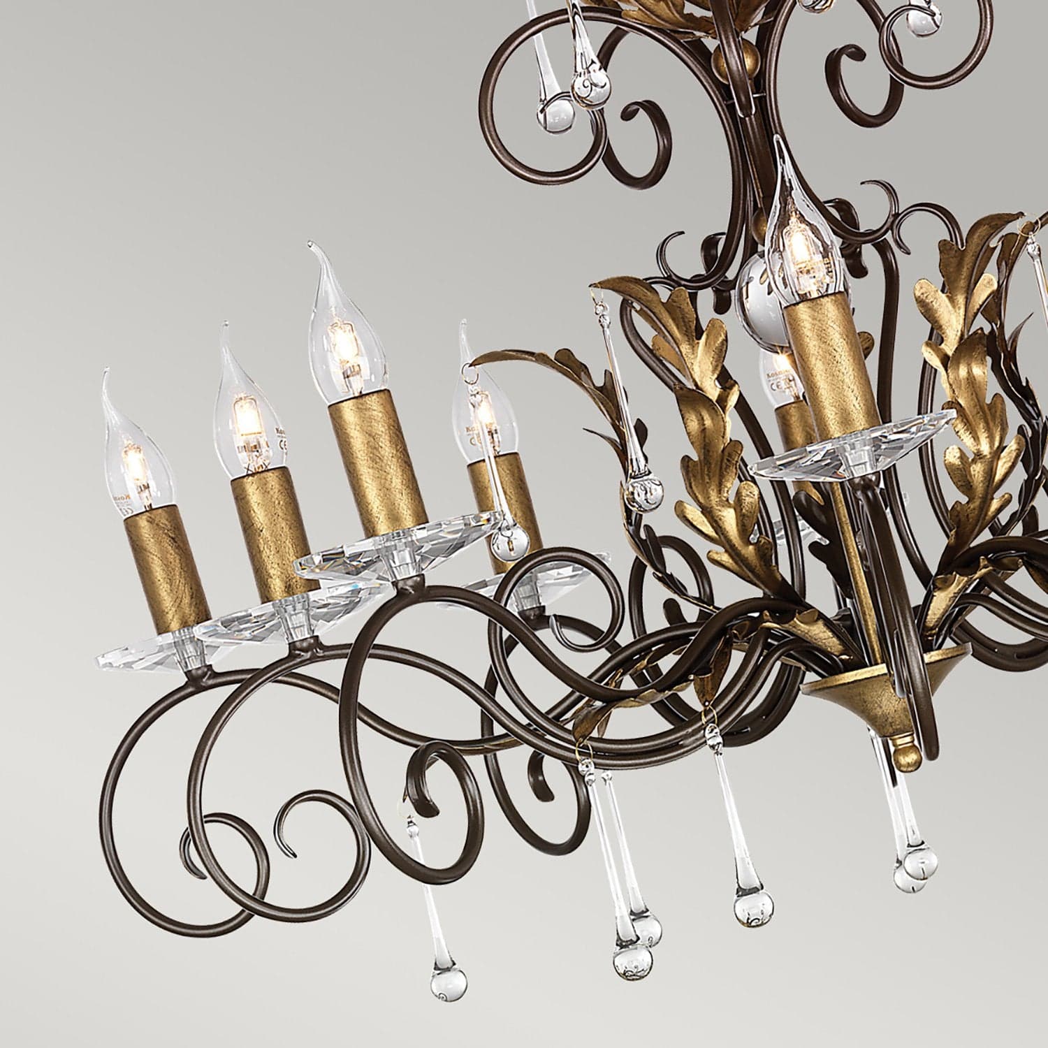 Lampadario Classico Amarilli Acciaio Bronzo Oro 10 Luci E14 in Lampade a sospensione LuceArt - Montecorvino Pugliano, commercioVirtuoso.it