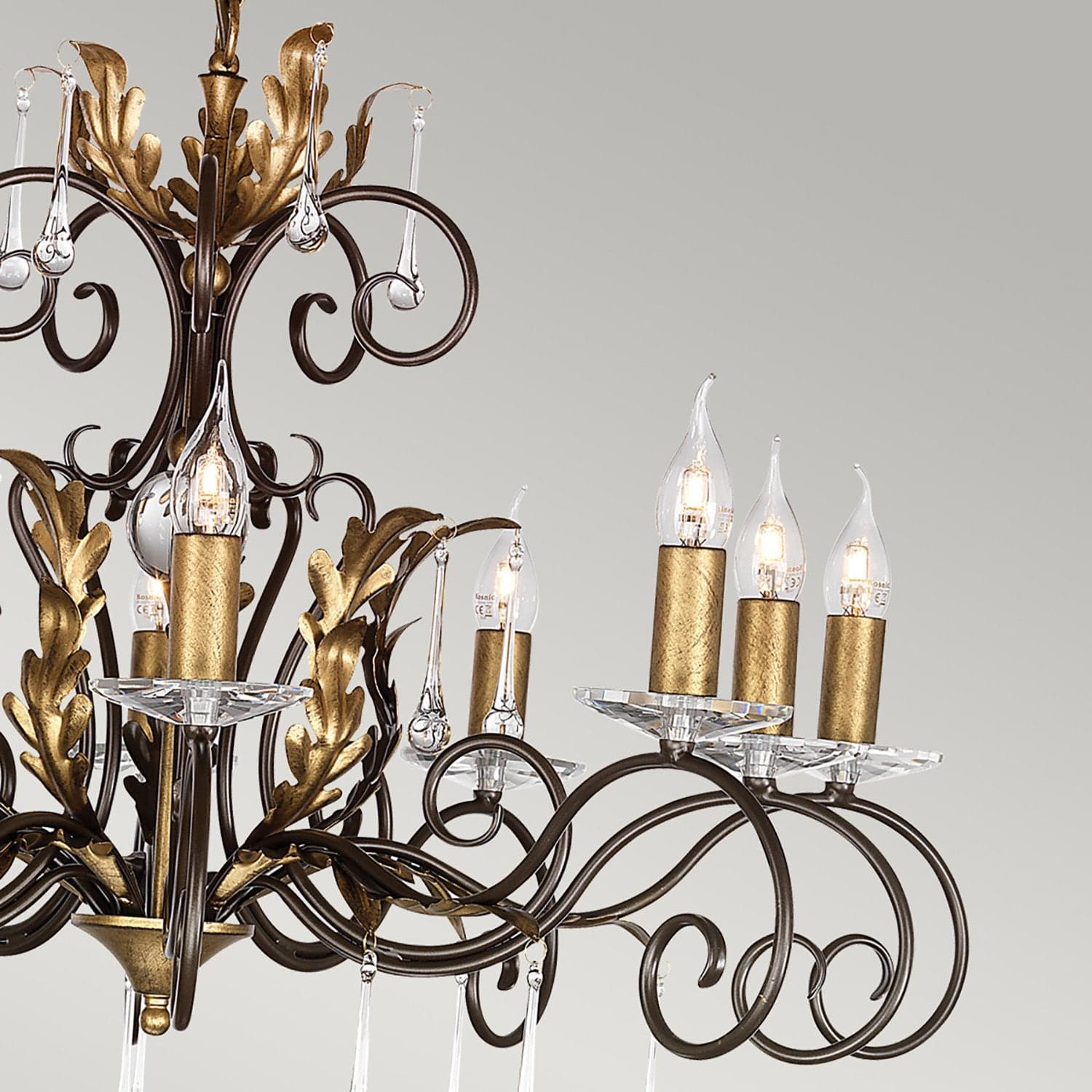 Lampadario Classico Amarilli Acciaio Bronzo Oro 10 Luci E14 in Lampade a sospensione LuceArt - Montecorvino Pugliano, commercioVirtuoso.it