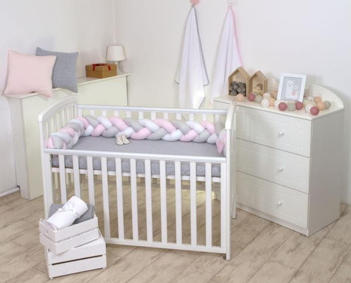 Treccia Paralcolpi 210 UNICOLOR WHITE GRAY PINK Amy in Paraurti per letto La Casa Del Bebè - Napoli, commercioVirtuoso.it