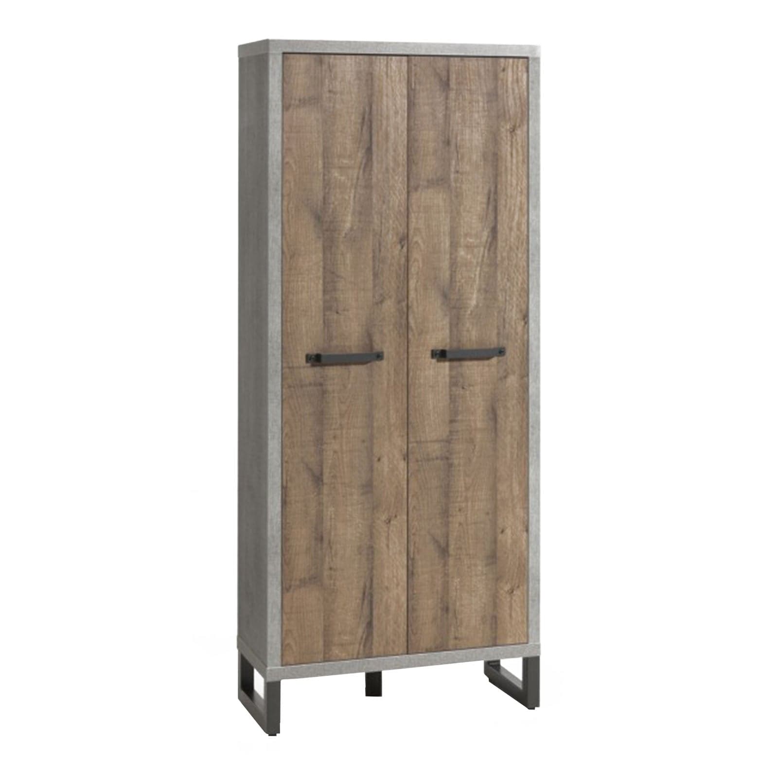 Armadio a 2 Ante da ingresso stile Industrial grigio e rovere mobile da interno h 190 cm in Armadi Decor Space - Altamura, commercioVirtuoso.it