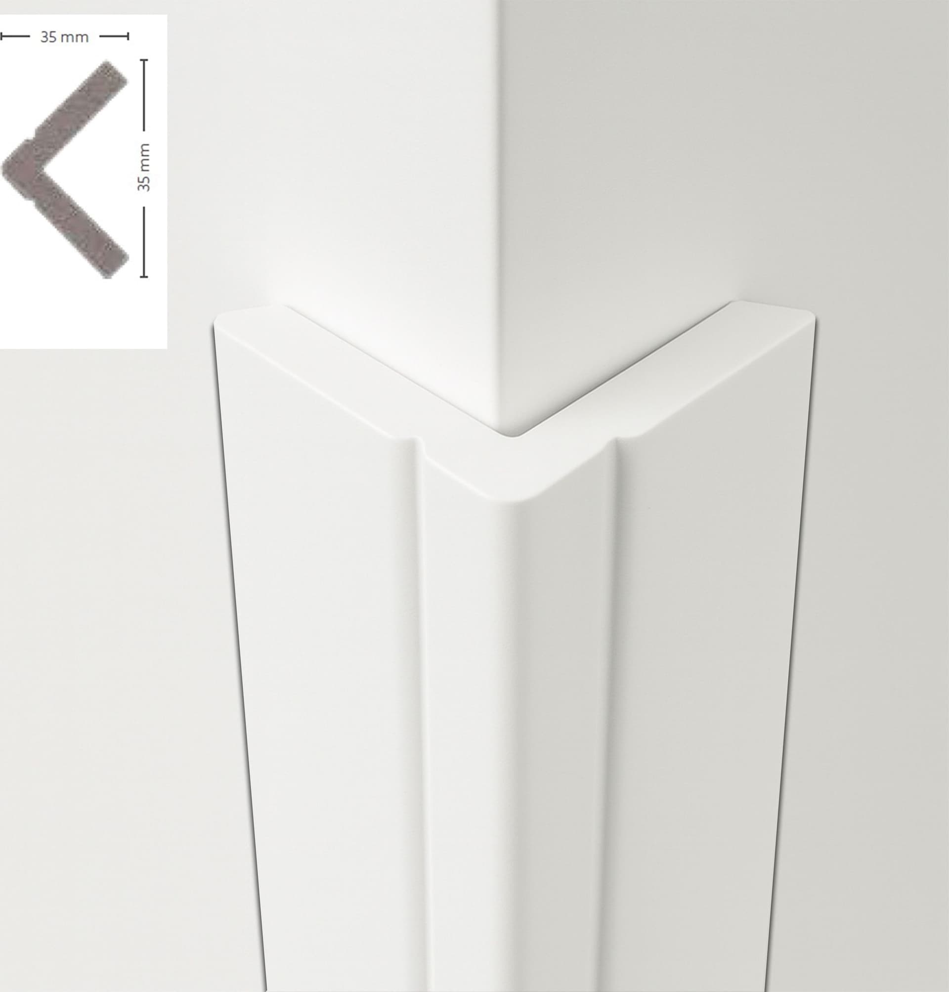 *STOCK FOLLI* asta intera di Profilo angolare in Polimeri Bianco RAL 9016 verniciabile 35X35mm - 3