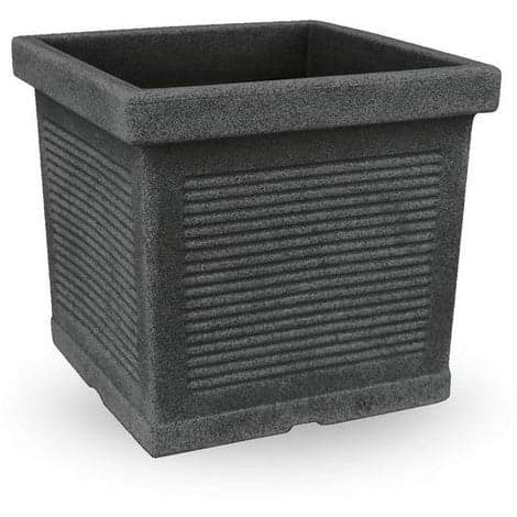 Vaso quadrato ''Quadro Millerighe Classic'' in plastica da esterno per fiori e piante - 4