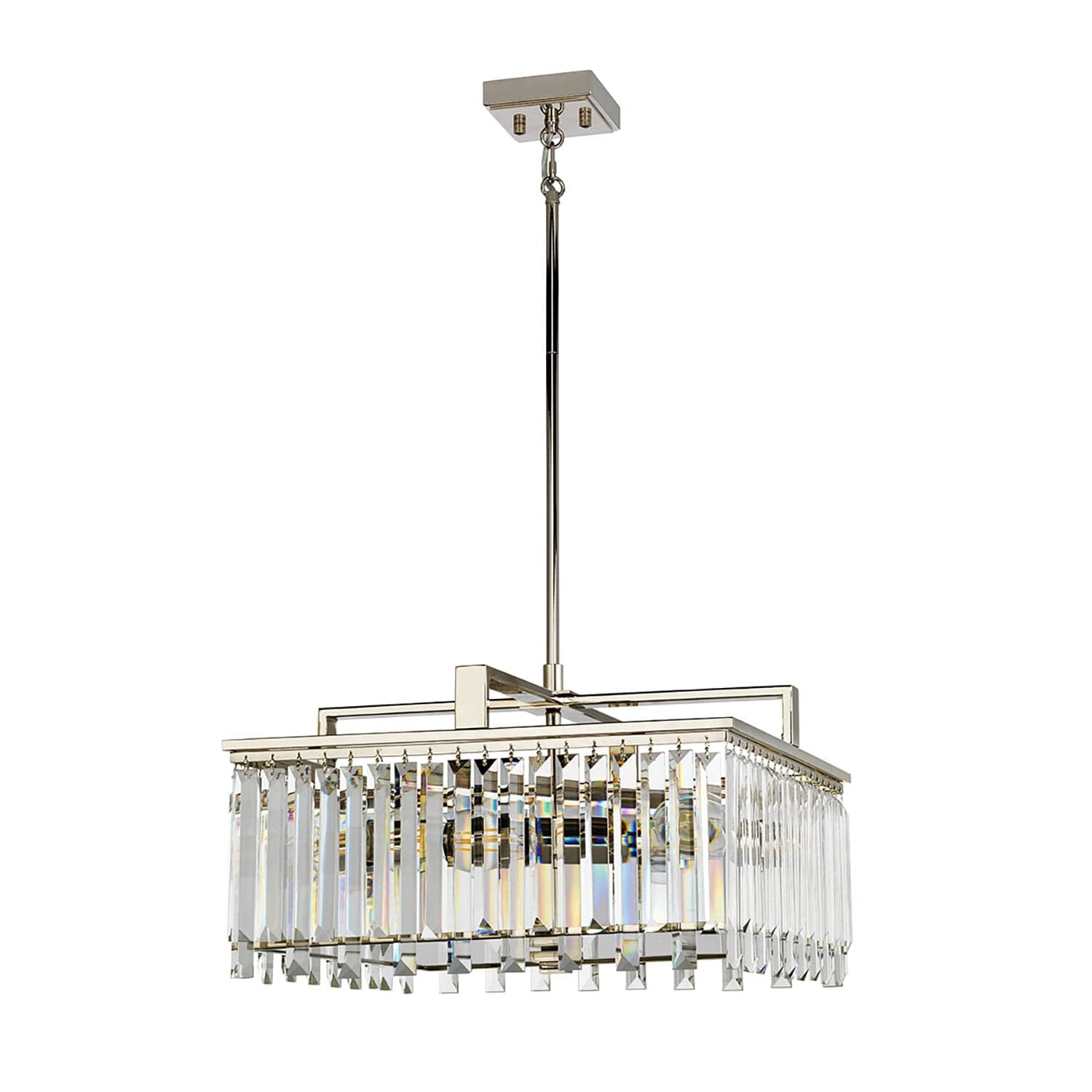 Lampadario Aries Acciaio Nichelato Lucido Cristallo Trasparente 4 Luci E27 in Lampadari LuceArt - Montecorvino Pugliano, commercioVirtuoso.it