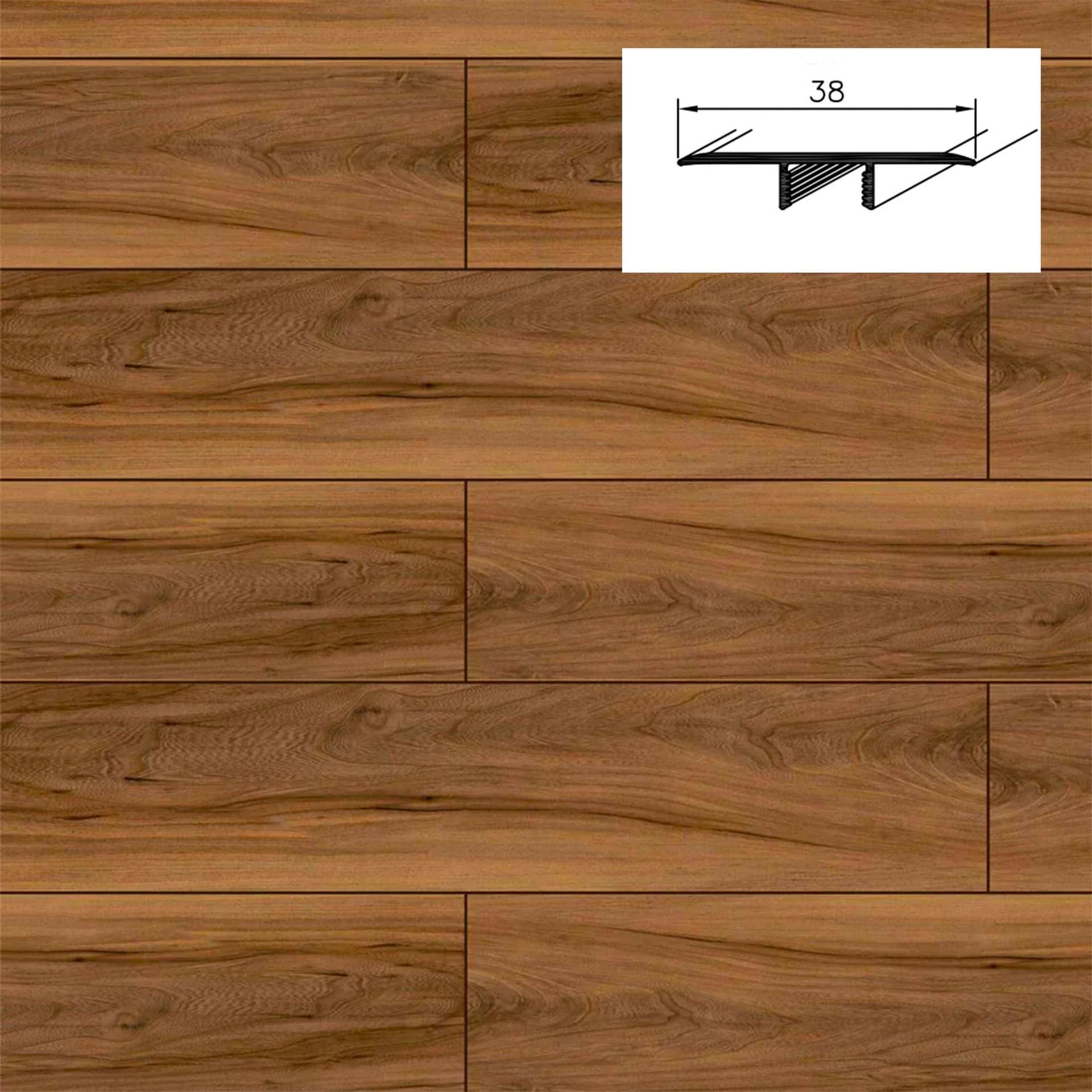 Barra da 90cm di PROFILO GIUNTO in Alluminio Gamma Laminati - Piatto o a discesa (base+coperchio) - 18