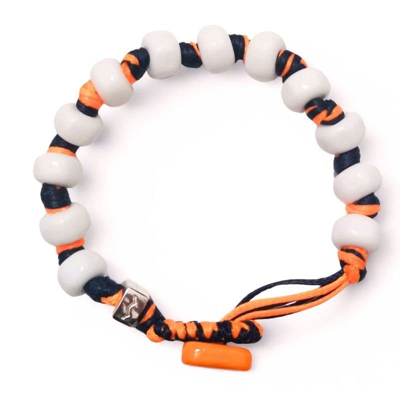 Braccialetto unisex AUA Torino con gocce in vetro a lume e chiusura in argento 925 vista alto