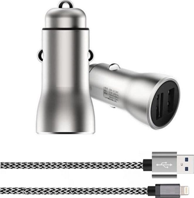Caricabatteria da auto doppia porta USB + cavo Lightning