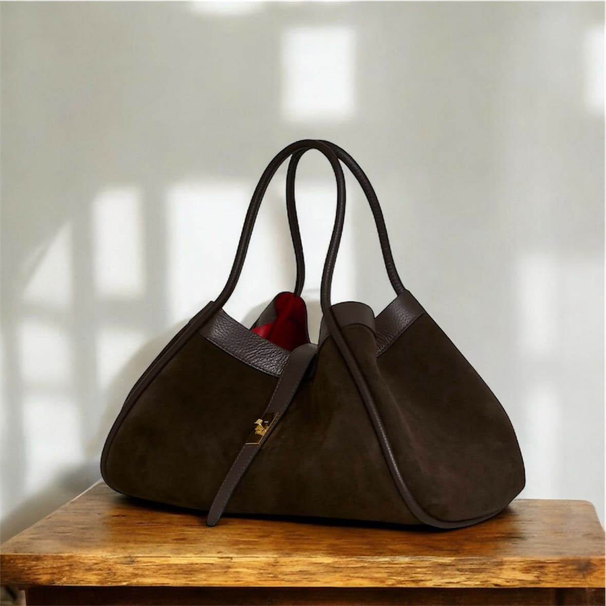 DOPPIASE Borsa in Vera Pelle Scamosciato con rifiniture in togo Made in Italy 45x25x20cm in Borse Tote Nanabags - Sesto Fiorentino, commercioVirtuoso.it