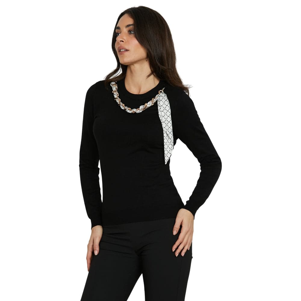 Relish pullover nero con catena foulard ISOTTA RDA2502054018 in Maglioni Prodotti di Classe - Nocera Superiore, commercioVirtuoso.it