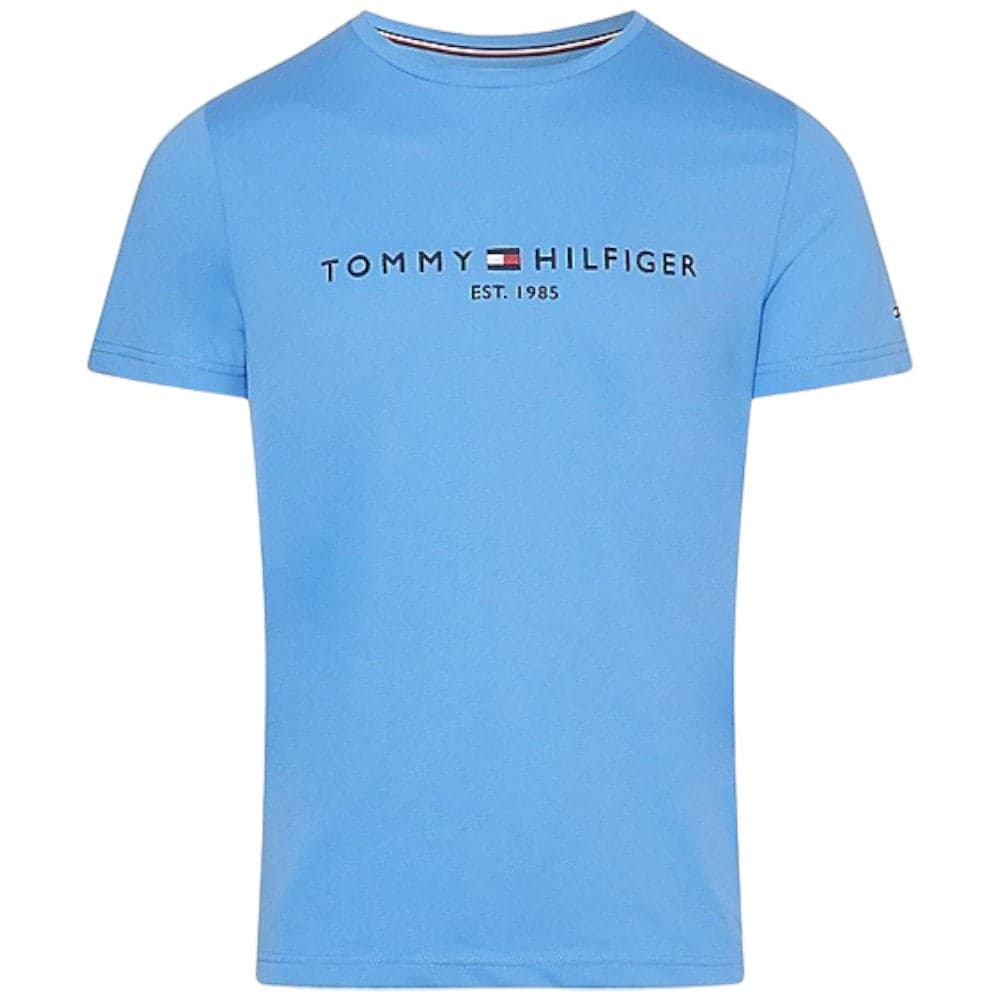 Tommy Hilfiger t-shirt azzurro logo ricamato MW0MW11797