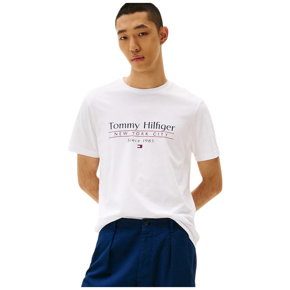 Tommy Hilfiger t-shirt bianca con stampa MW0MW38621YBR T-shirt Tommy Hilfiger