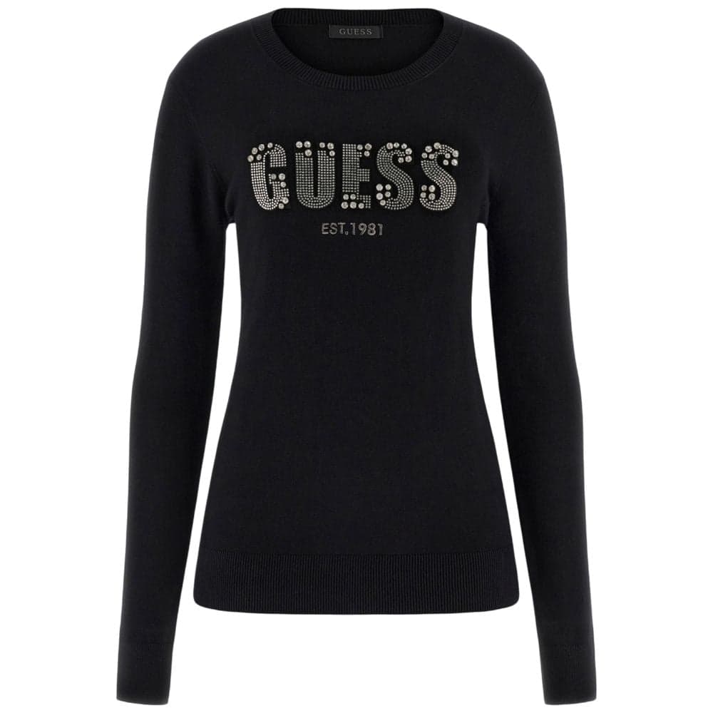 Guess pullover nero logo strass REYNA W5BR40Z2NQ2G1K8 in Felpe senza cappuccio Prodotti di Classe - Nocera Superiore, commercioVirtuoso.it