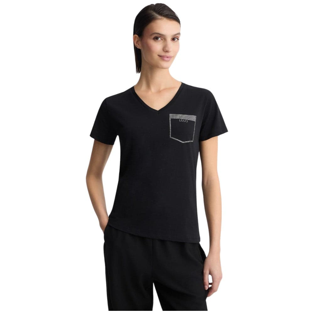 Liu Jo t-shirt nera con strass TA5172JS923 M9278 T-shirt Liu Jo