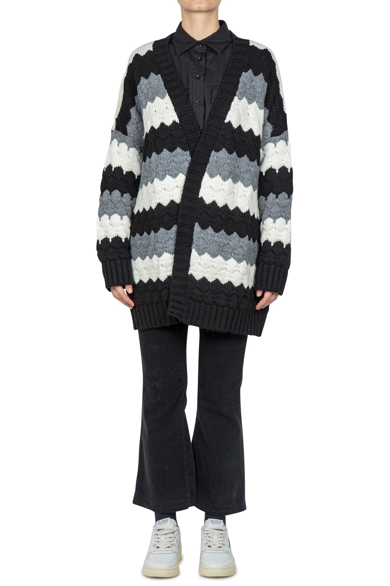 SO ALLURE So Allure - Cardigan - 441922 - Nero/Panna da donna in Maglieria sportiva Drestige - Casamassima, commercioVirtuoso.it