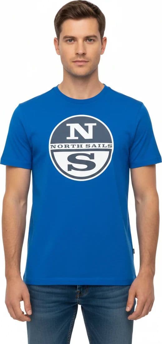 Maglietta North&Sails uomo estiva con logo frontale grande, 100% cotone, manica corta girocollo in T-shirt Loweconomy - Marineo, commercioVirtuoso.it