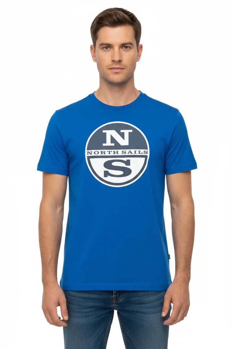 Maglietta North&Sails uomo estiva con logo frontale grande, 100% cotone, manica corta girocollo in T-shirt Loweconomy - Marineo, commercioVirtuoso.it